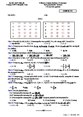 Kiểm tra 15 phút Hình học 10 - Chương 1 - Mã đề thi 102